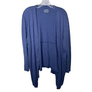 Chicos The Ultimate‎ Tee Navy Blue Cardigan Sweater Duster Open Front Size XXL
